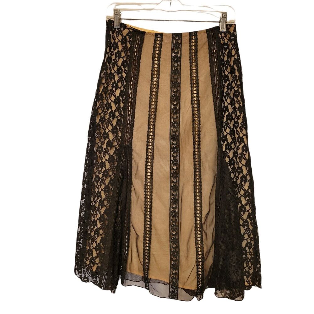 FREE PEOPLE Side Zip Maxi Skirt Tutu Black Mesh Lace Size 7/8